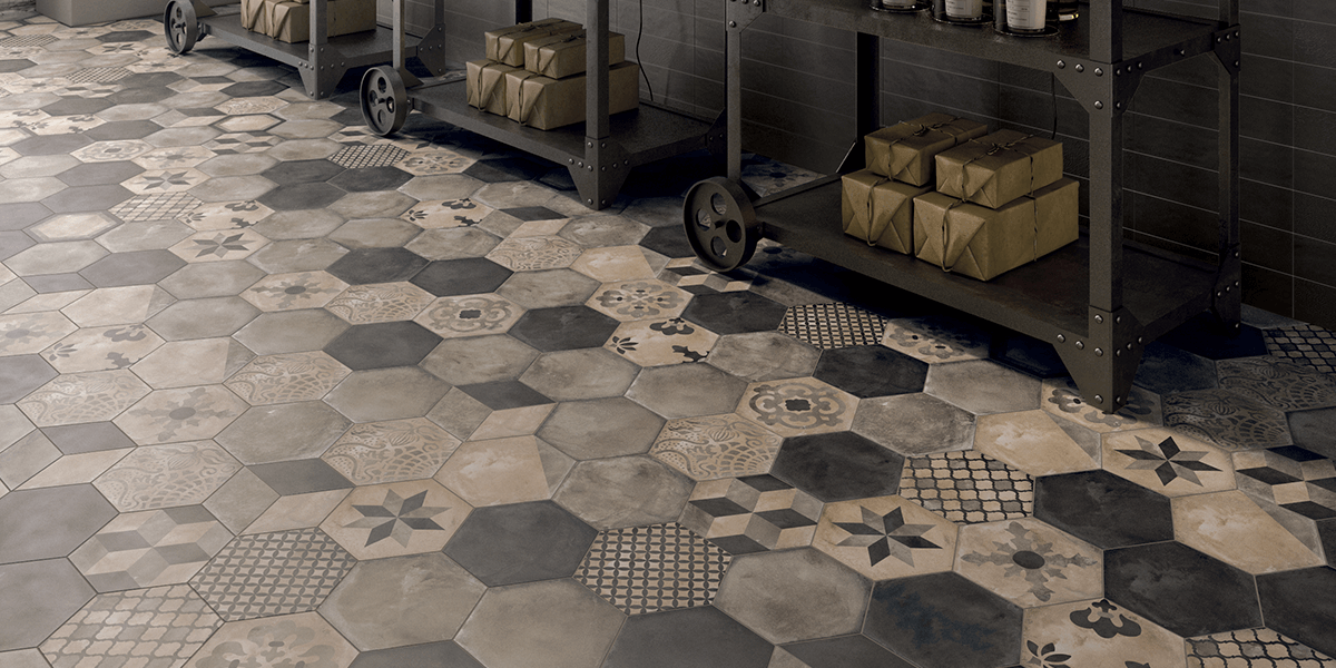 Terra Cement-Look Hexagon Porcelain Floor Tile