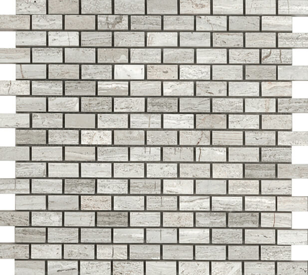 Bianco Wood Brick Mosasic by Lexco Tile and Stone. 