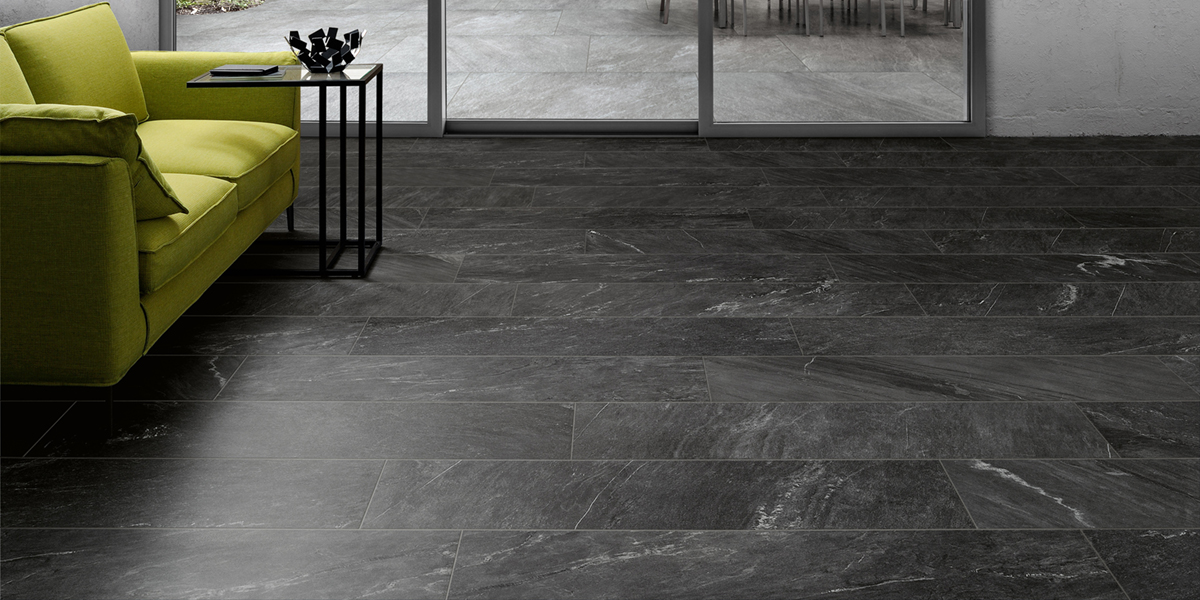 Coem Cardoso Anthracite Black stone look porcelain floor tile