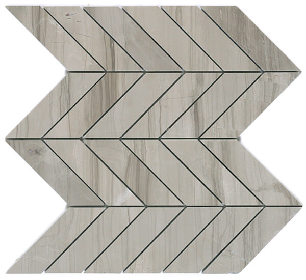 Anthens Gris Polished Chevron Mosaic by Lexco Tile and Stone. 