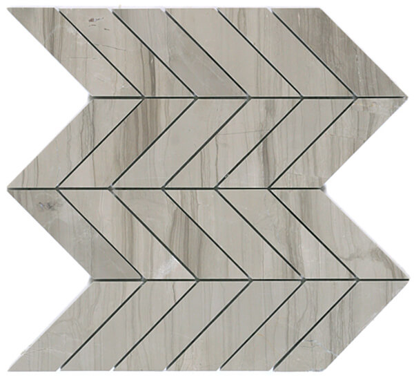Anthens Gris Polished Chevron Mosaic by Lexco Tile and Stone.