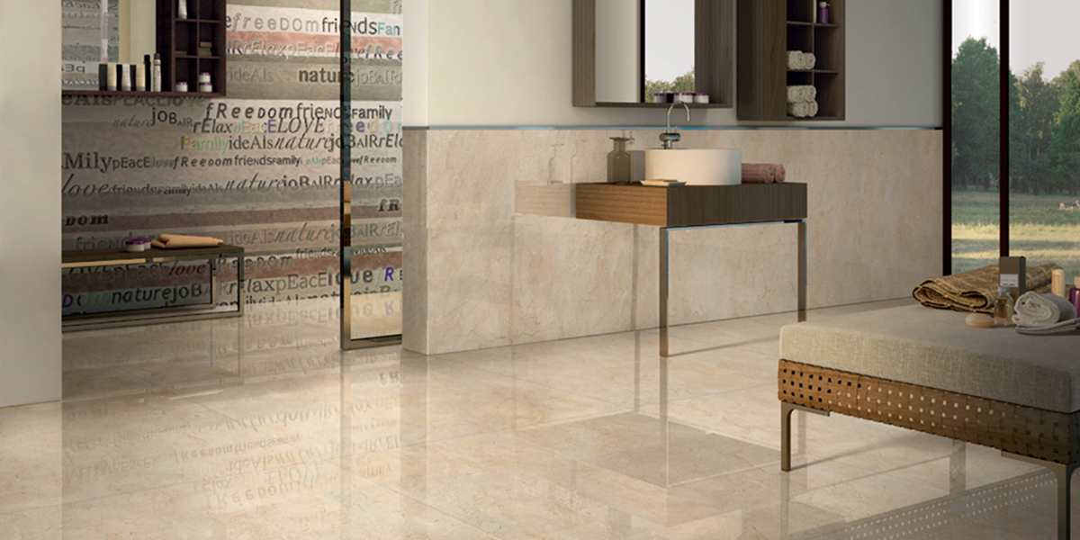 Extraordinary Large Format Porcelain Panels Crema Marfil | by Lexco Tile and Stone.