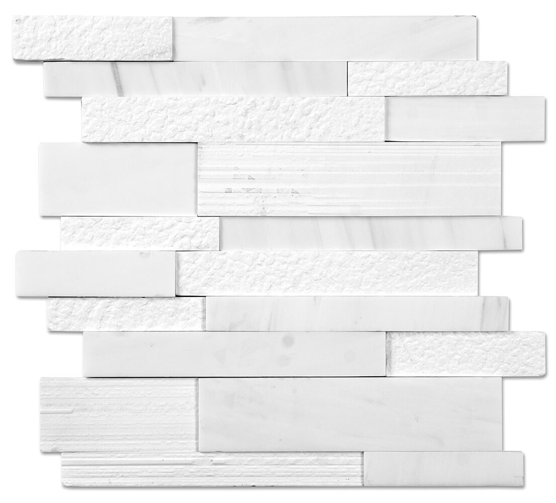 Dolomite White Textured Linear Mosaic