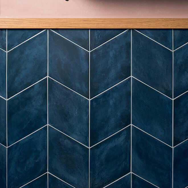 Ossidi Celeste Herringbone Blue wall tile marco corona
