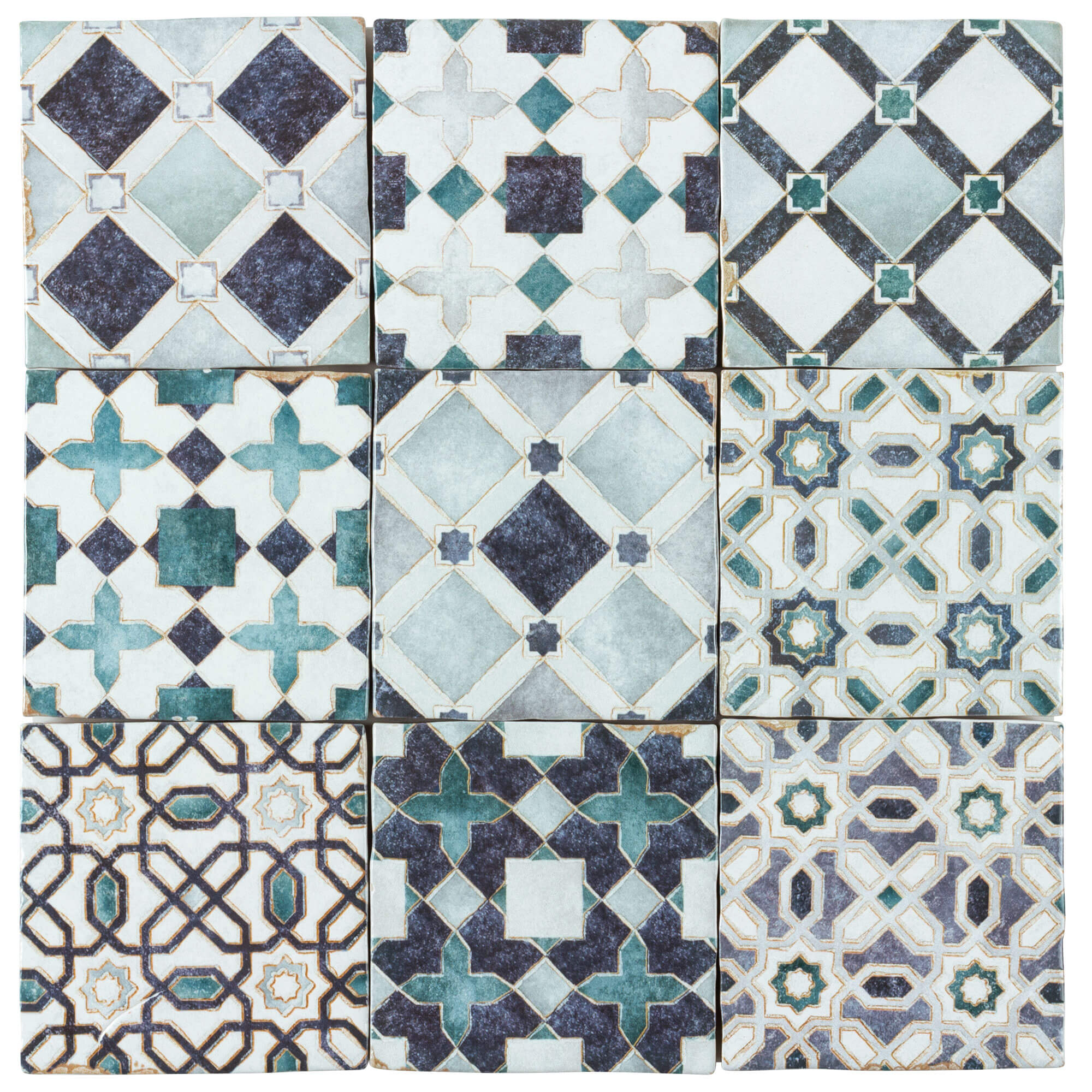 Moroccan Mix Azure Ceramic Anthology Tile Moroccan Habitat
